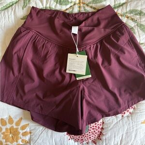 NWT HALARA Amaranth Athletic Shorts Lightweight High-waisted Crossover Waistband